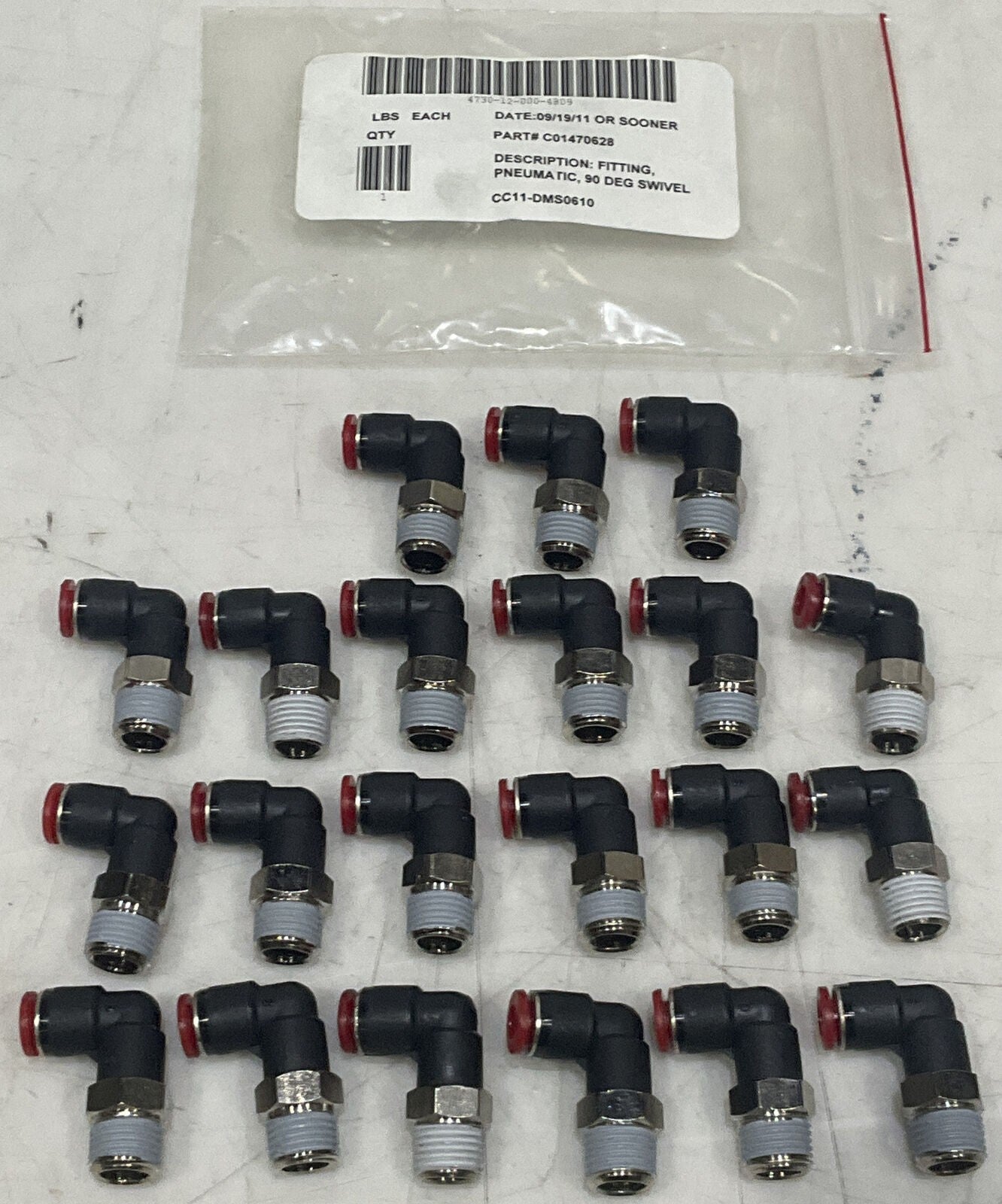 NORGREN C01470628 PNEUMNATIC PUSH-IN-FITTING ELBOW LOT OF 21 U3S