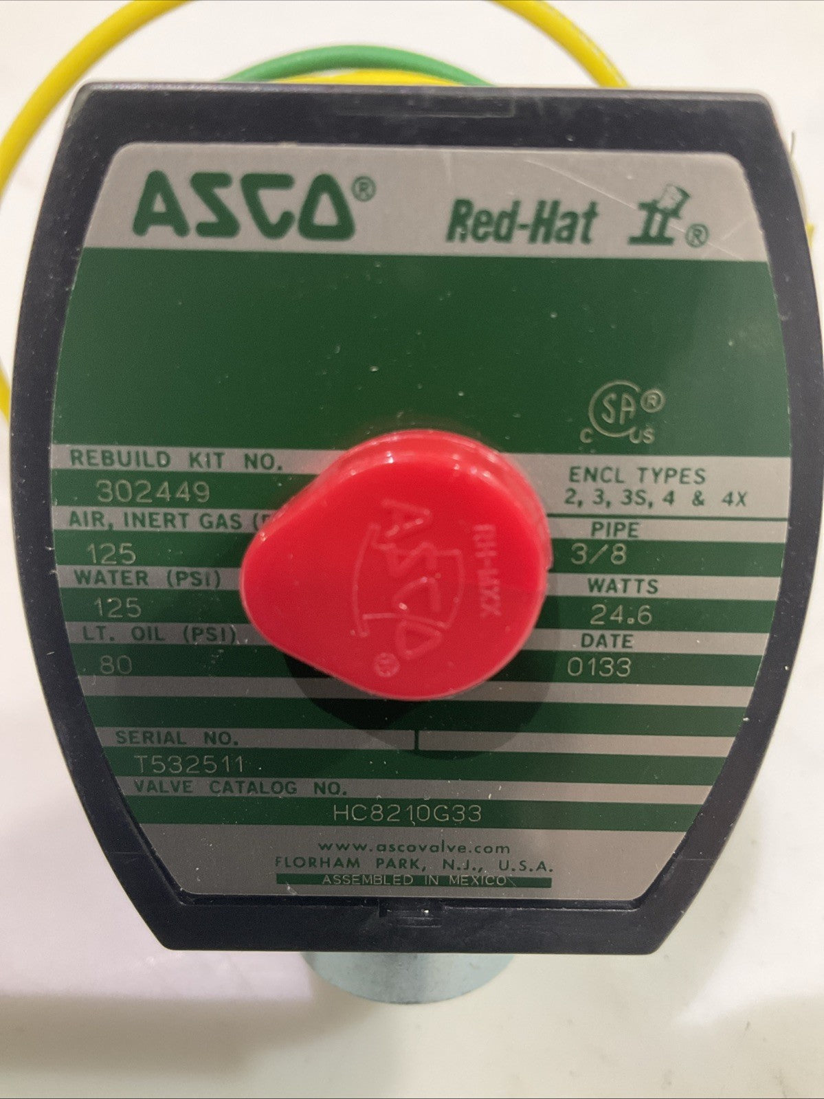 ASCO RED-HAT  HC8210G33  GENERAL  PURPOSE  SOLENOID VALVE  T2M