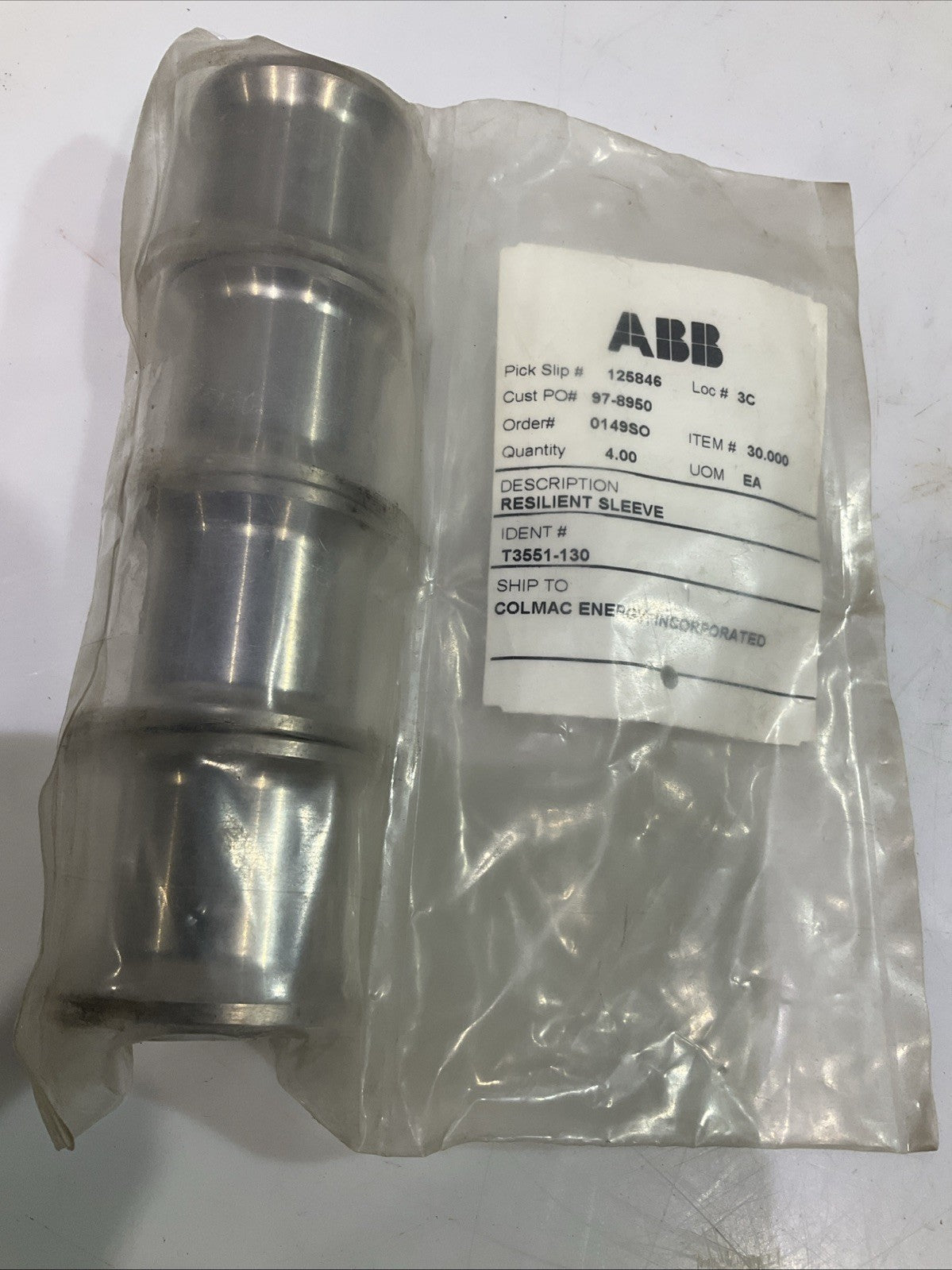 ABB  SLV-T3551-130  RESILIENT  SLEEVE  LOT OF 4 T2M