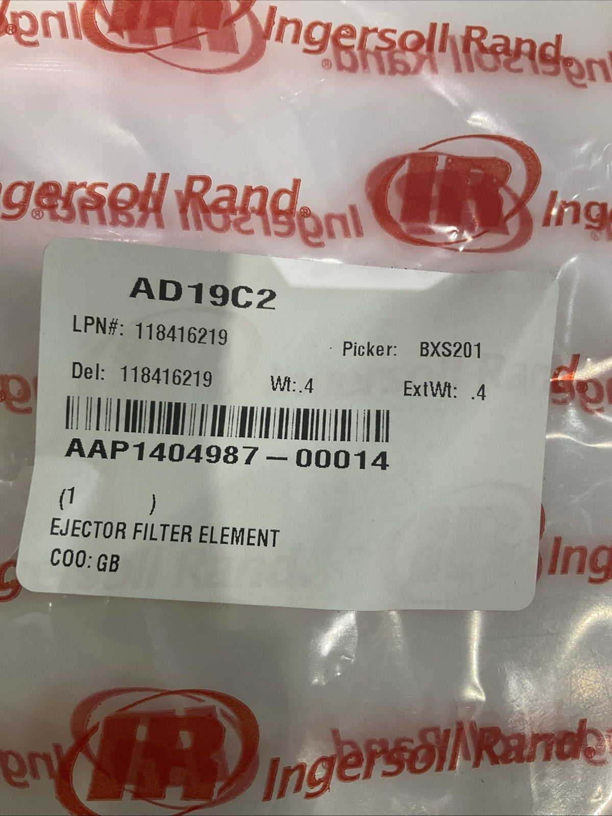 IR-INGERSOLL RAND  AAP1404987-00014 EJECTOR FIlTER  ELEMENT Y2M