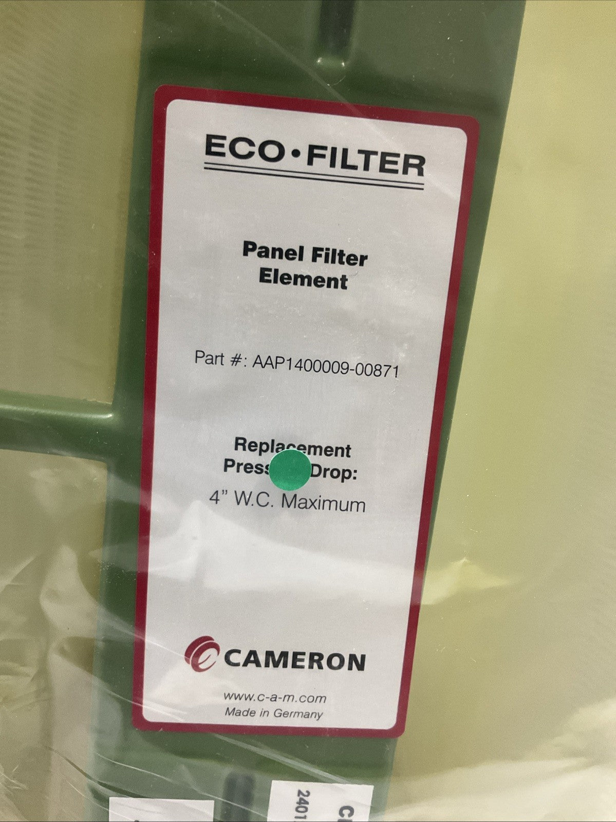 CAMERON GENUINE PART  AAP1400009-00871 ECO-FILTER PANEL ELEMENT  Y2M