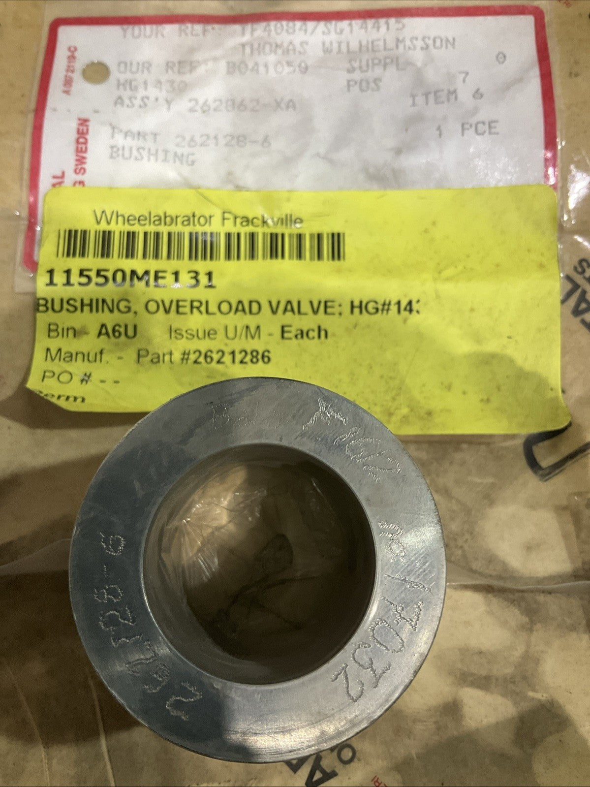 ABB  262128-6  BUSHING OVERLOAD VALVE  T2M