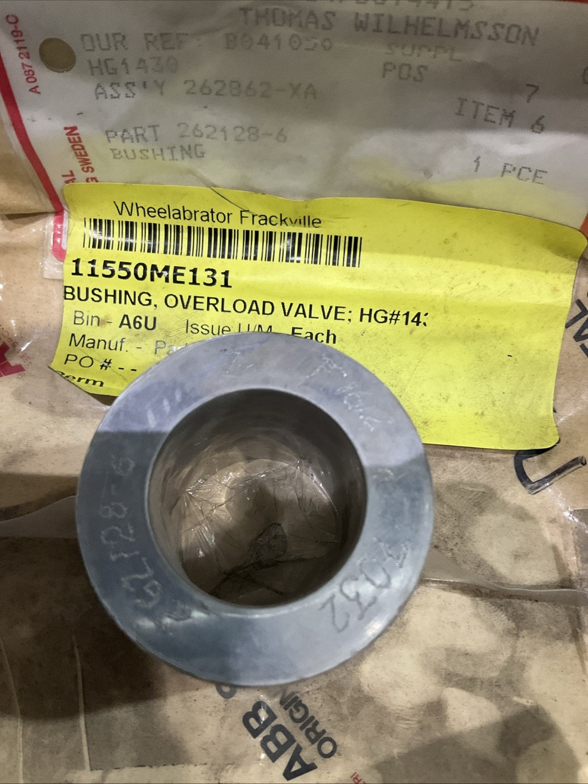 ABB  262128-6  BUSHING OVERLOAD VALVE  T2M