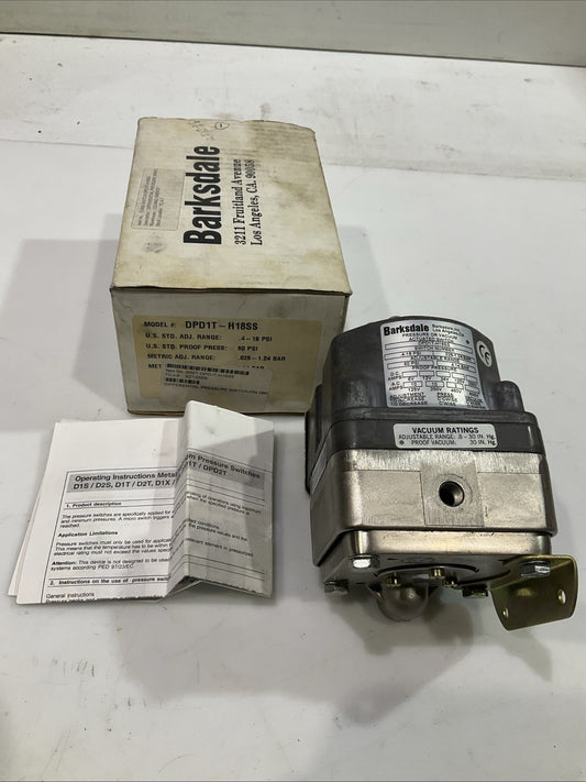 BARKSDALE  DPD1T-H18SS  PRESSURE  VACUUM  ACTUATED SWITCH  T2M