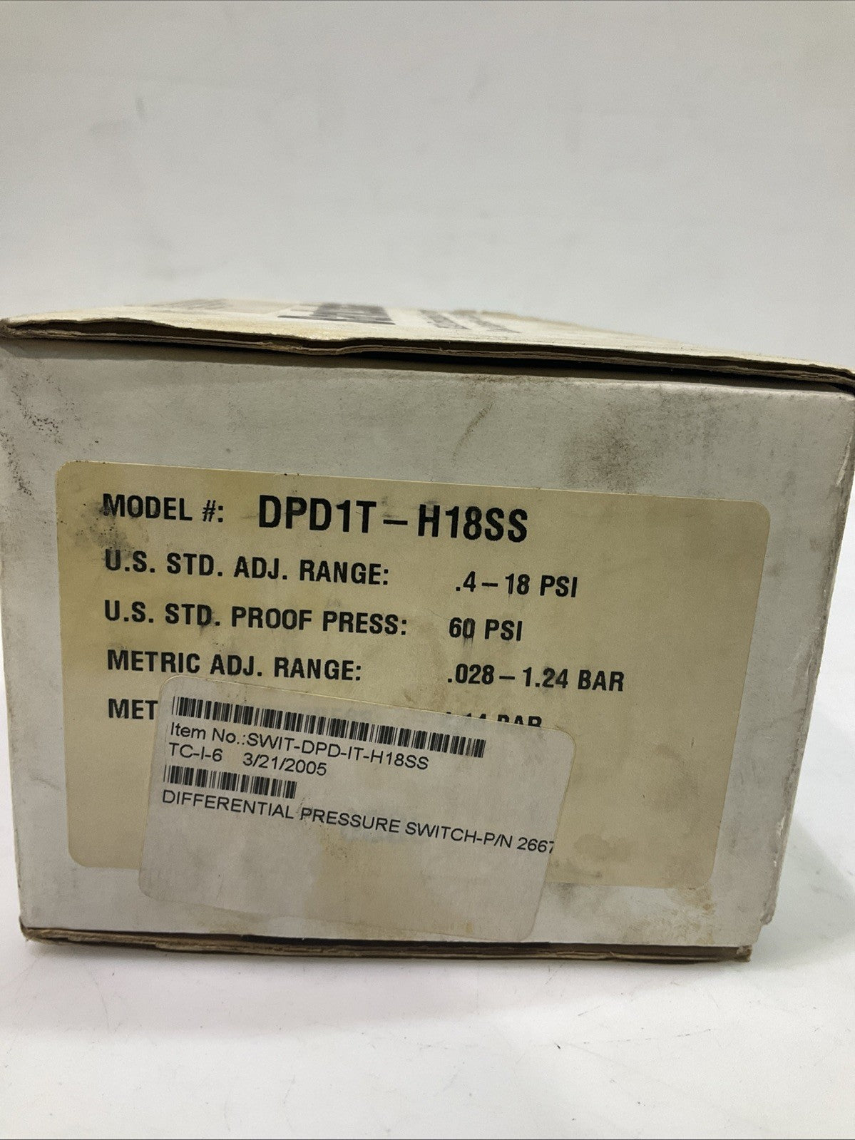 BARKSDALE  DPD1T-H18SS  PRESSURE  VACUUM  ACTUATED SWITCH  T2M