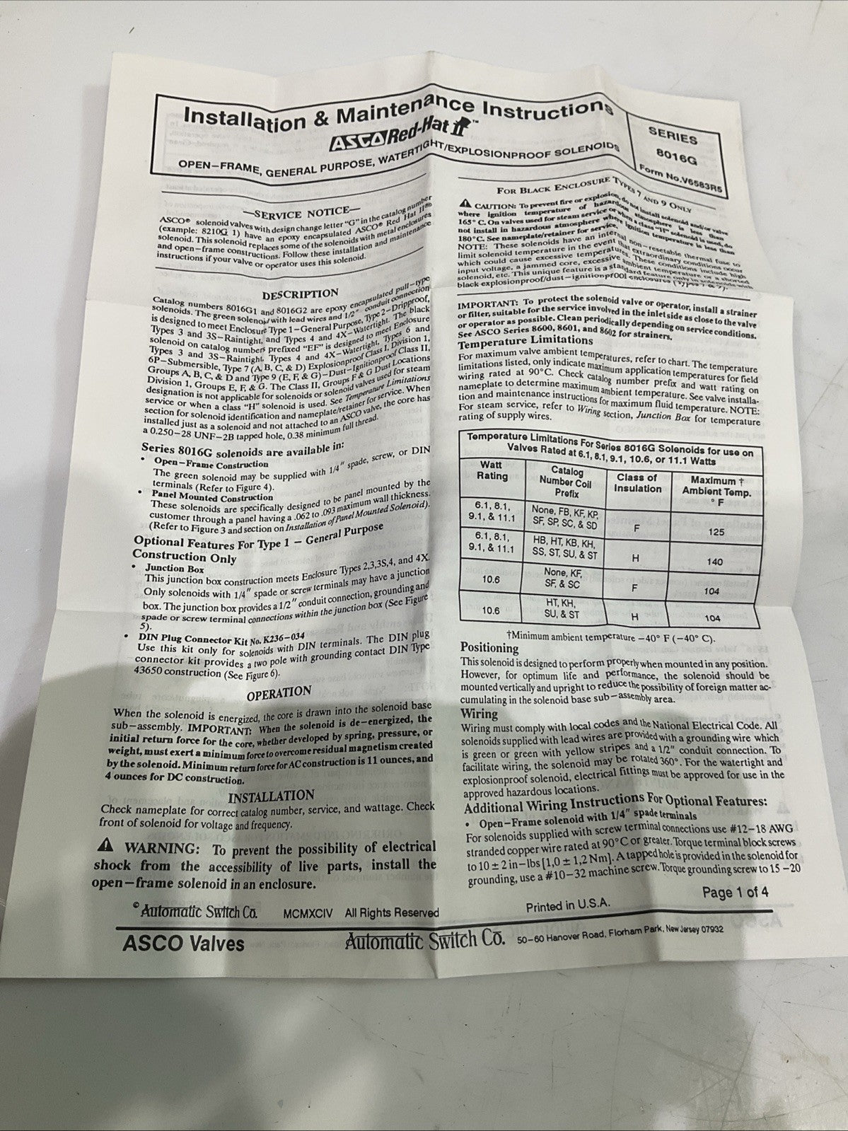 ASCO RED-HAT  8210G2   SOLENOID VALVE  T2M