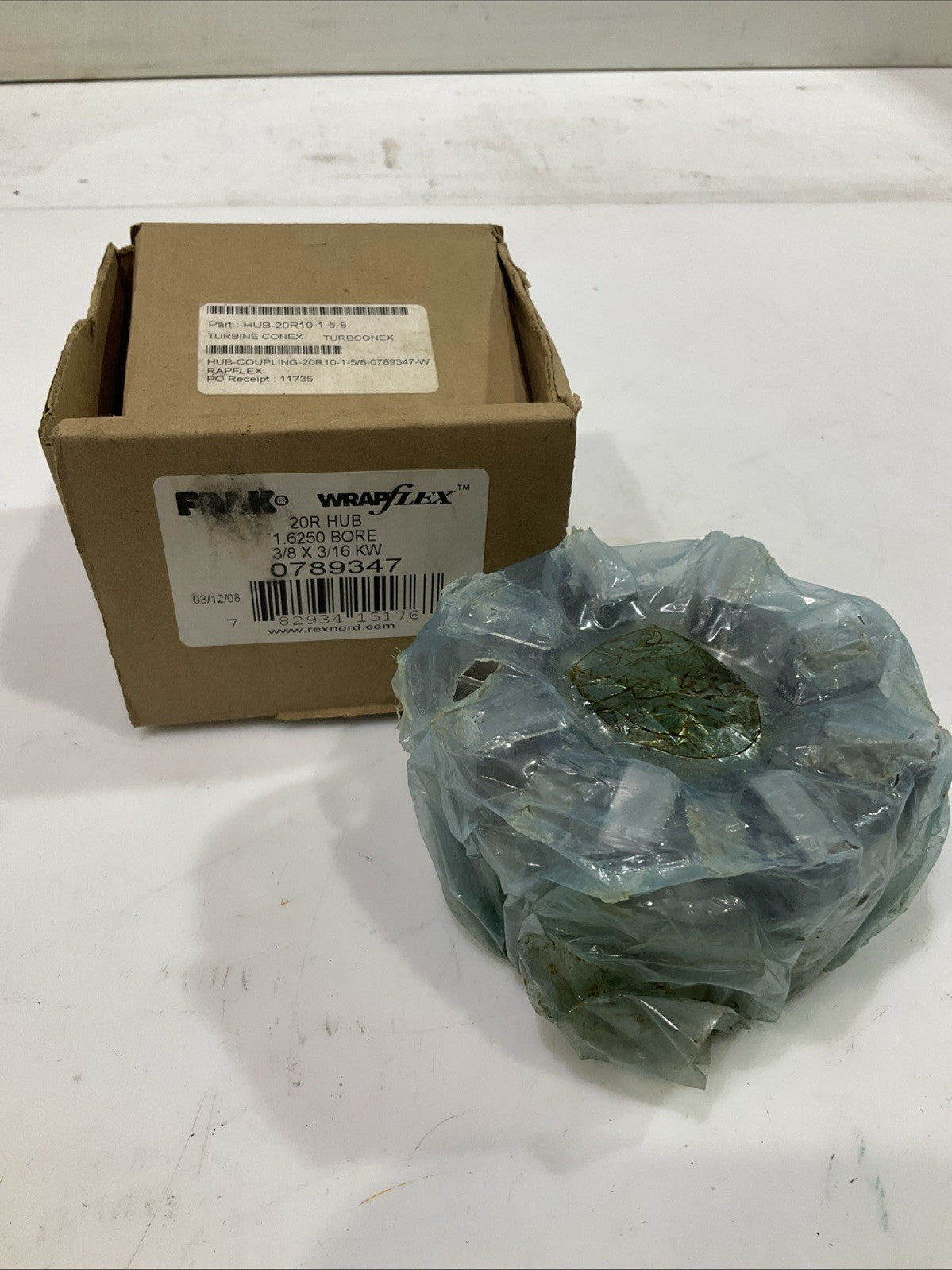 FALK-WRAPFLEX  0789347  20F HUB 1.6250 BORE  3/8X3/16KW  JAW  COUPLING  HUB  T2M