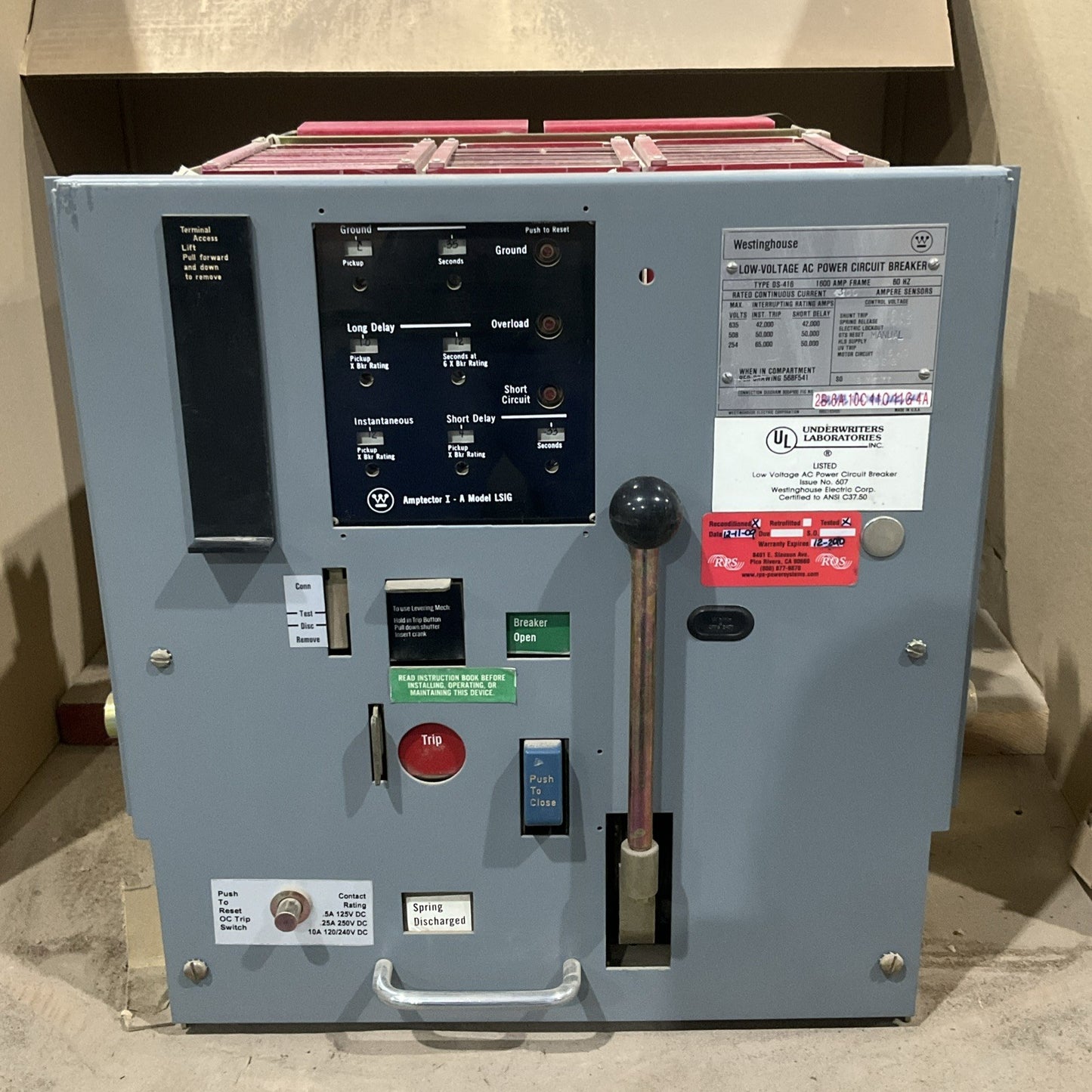 WESTINGHOUSE BRE DS-416 LOW VOLTAGE AC POWER CIRCUIT BREAKER 300A T2M