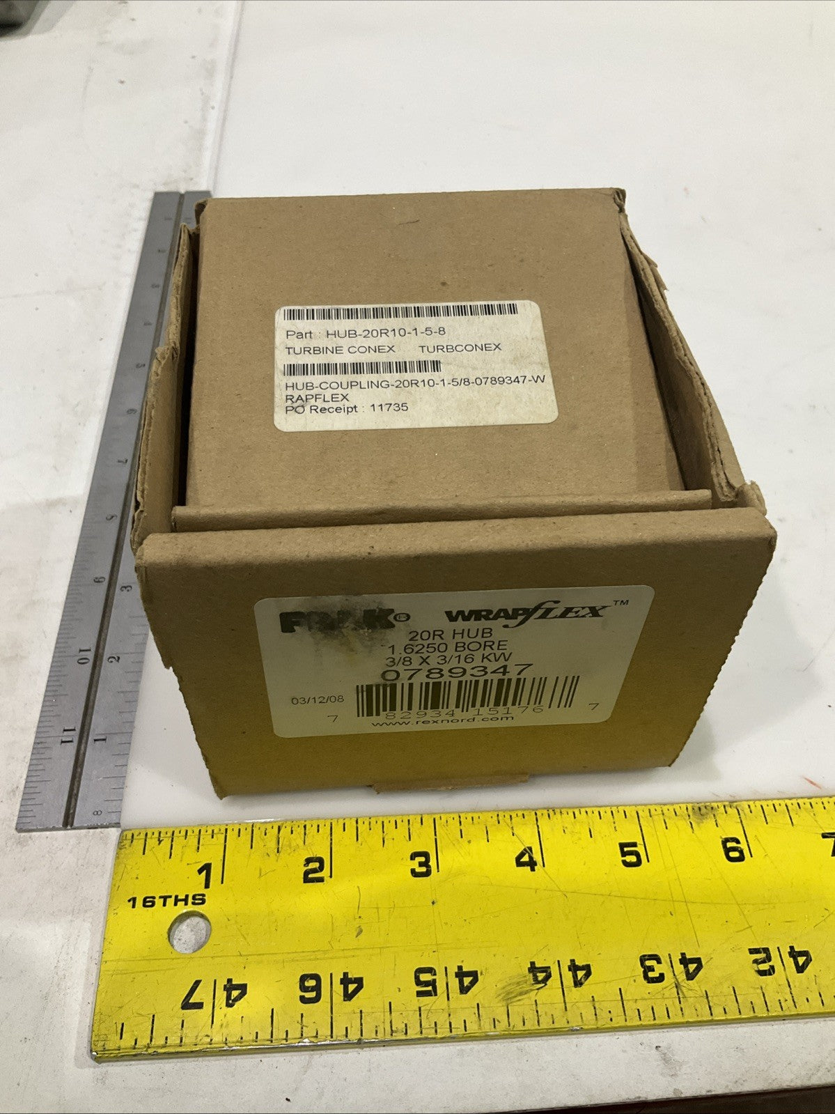 FALK-WRAPFLEX  0789347  20F HUB 1.6250 BORE  3/8X3/16KW  JAW  COUPLING  HUB  T2M