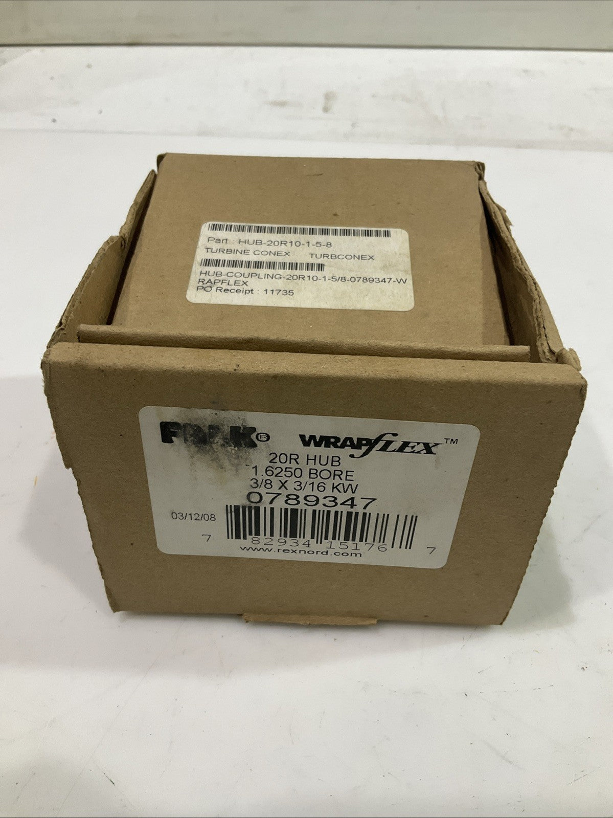 FALK-WRAPFLEX  0789347  20F HUB 1.6250 BORE  3/8X3/16KW  JAW  COUPLING  HUB  T2M