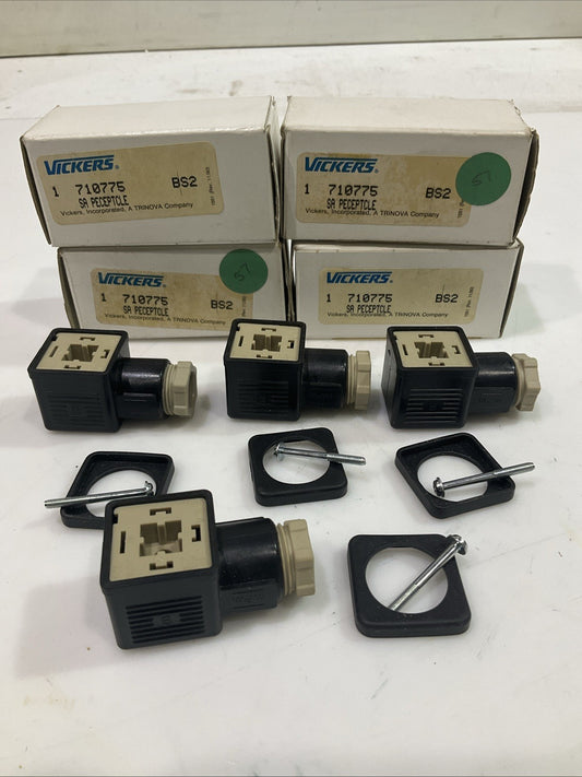 VICKERS  710775  DIN CONNECTOR  PLUG SOLENOID VALVE  LOT OF  4 T2M