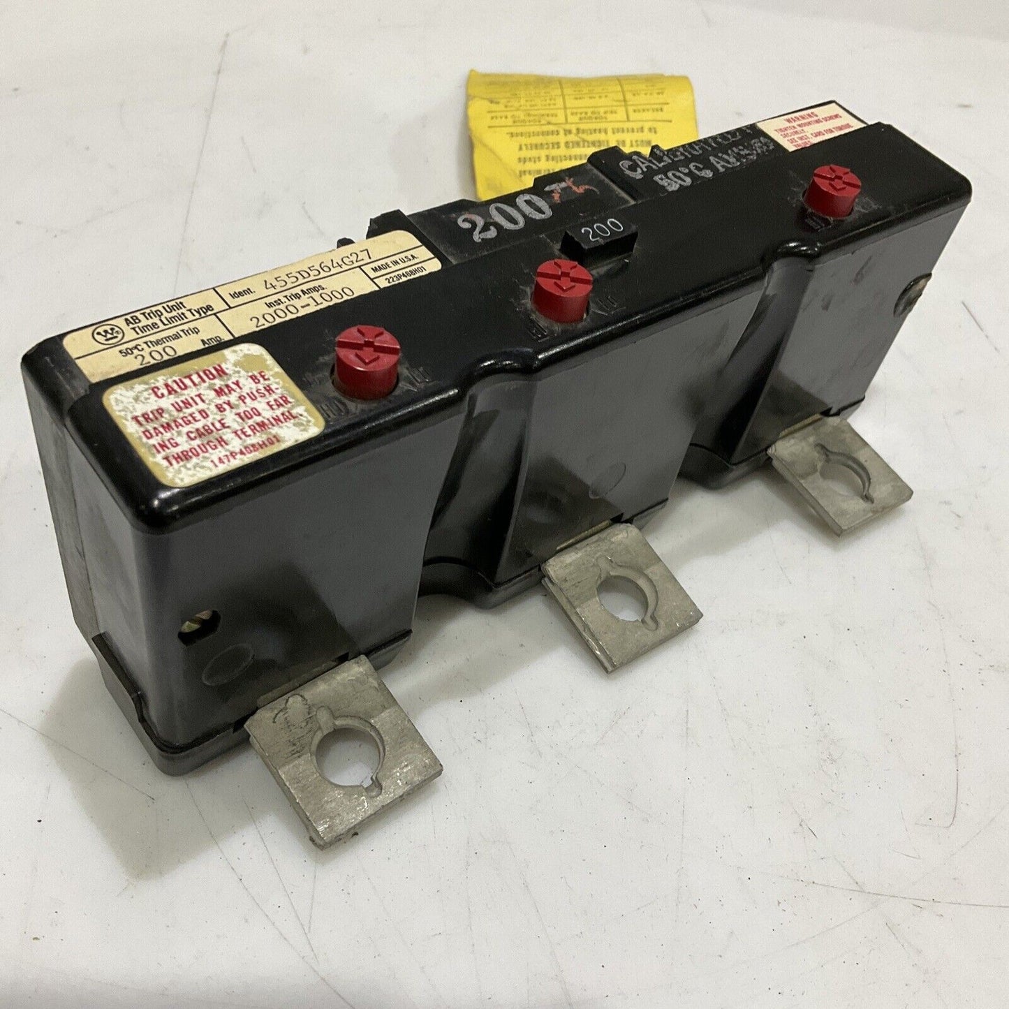 WESTINGHOUSE 455D564G27 AB TRIP UNIT 200 AMP 2000-1000 TRIP AMPS 373