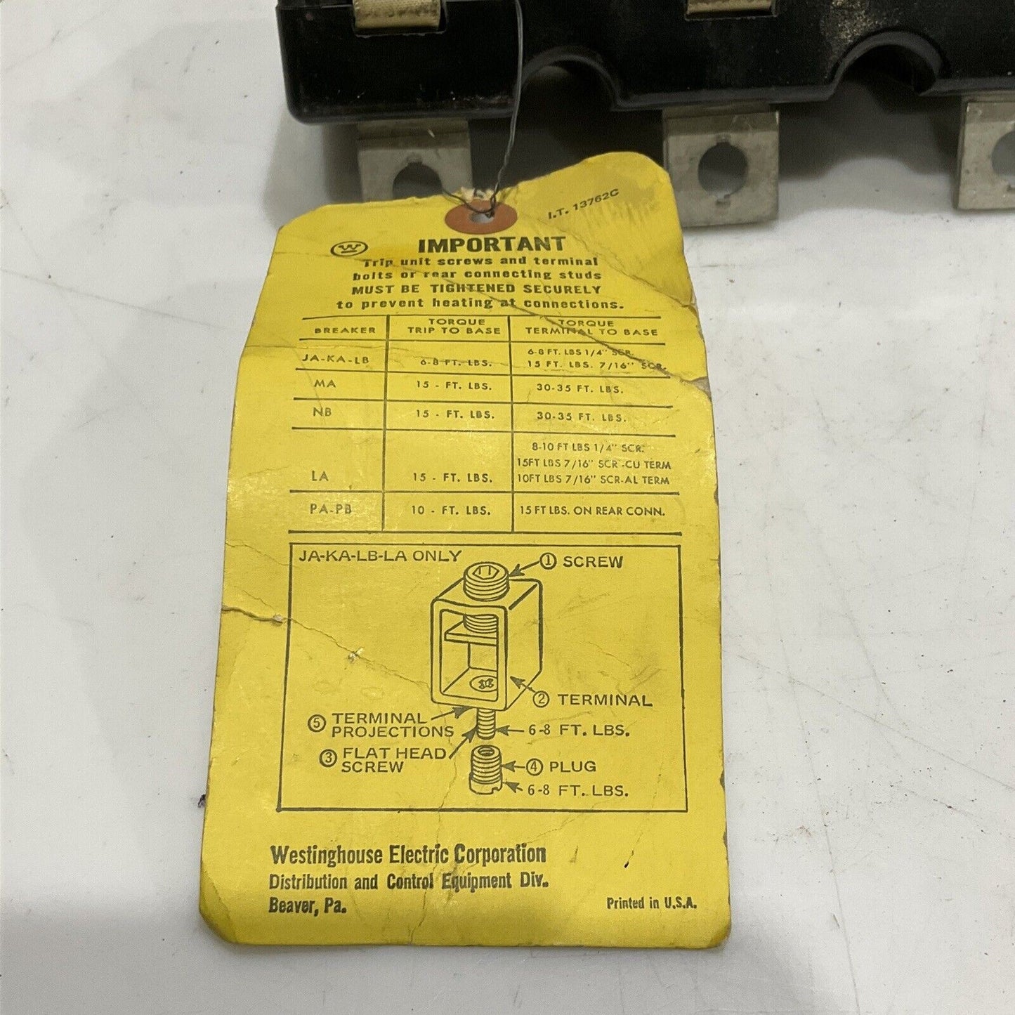 WESTINGHOUSE 455D564G27 AB TRIP UNIT 200 AMP 2000-1000 TRIP AMPS 373