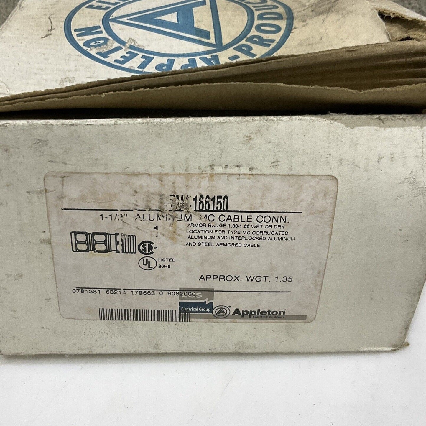 APPLETON TMC166150 ALUMINIUM MC CABLE CONNECTOR 678