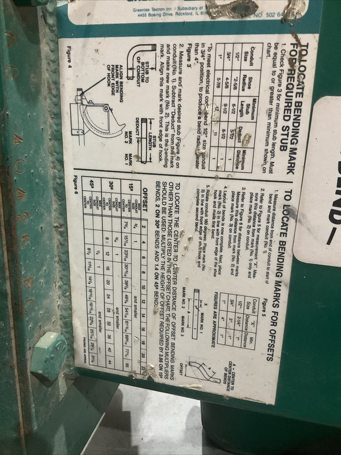 GREENLEE 1800 MECHANICAL PIPE BENDER FOR 1/2. 3/4, 1 IN IMC ALUMINUM CONDUIT T2M