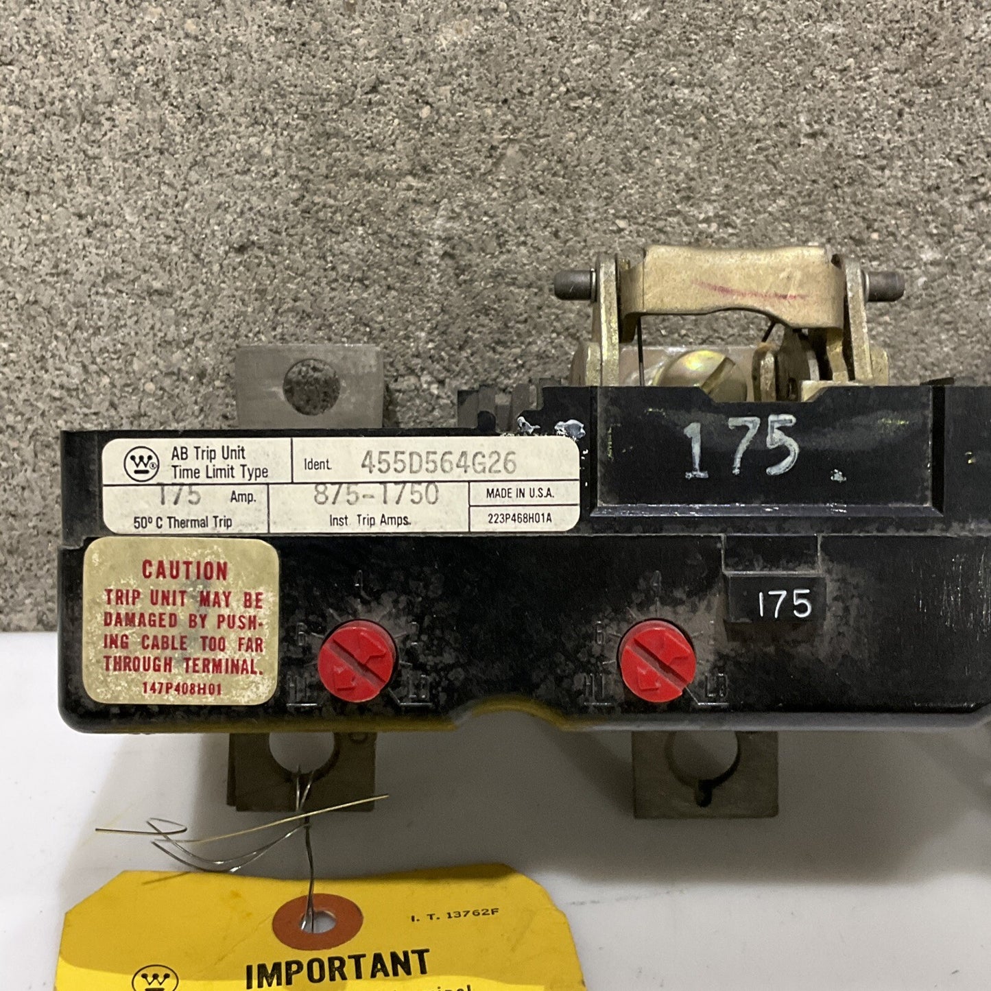 WESTINGHOUSE 455D564G26 AB TRIP UNIT 175AMP 875-1750 TRIP AMPS 373