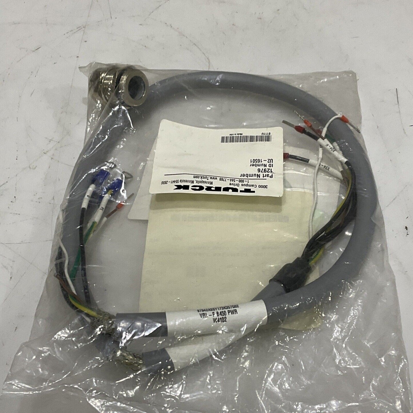 TURCK 12976 U2-16501 CABLE ASSEMBLY W4102 VRL-F PANEL U450 VRL-F B450 U3S