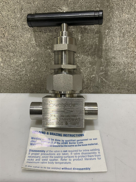 SWAGELOK SS-12NBSW8T NEEDLE VALVE 1/2” 6000 PSIG 373