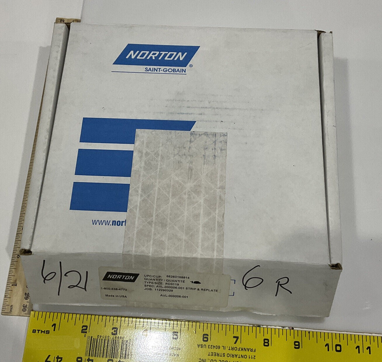 NORTON RD3119 4" DIAMETER 100/120 GRIT DIAMOND GRINDING WHEEL REPLATED