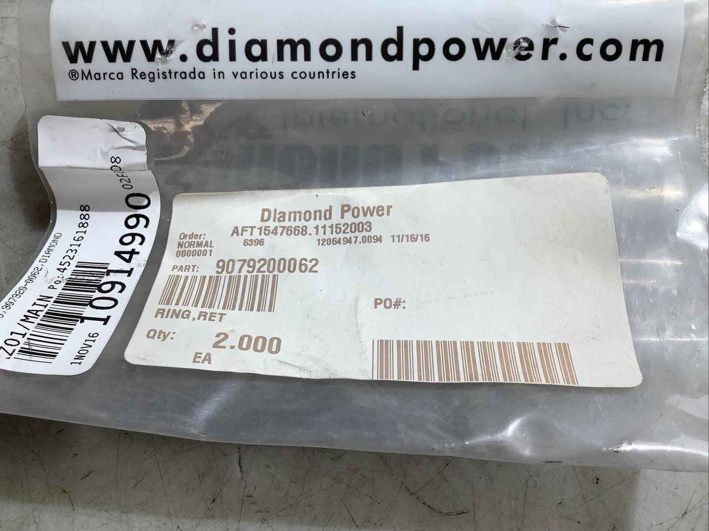DIAMOND POWER 9079200062 RETAINER RING 678 - QTY 2