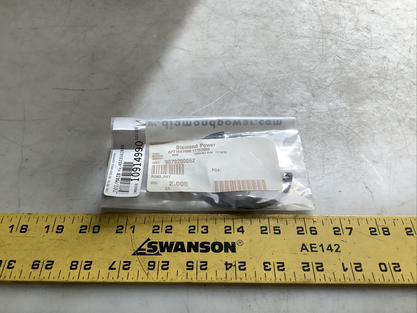 DIAMOND POWER 9079200062 RETAINER RING 678 - QTY 2