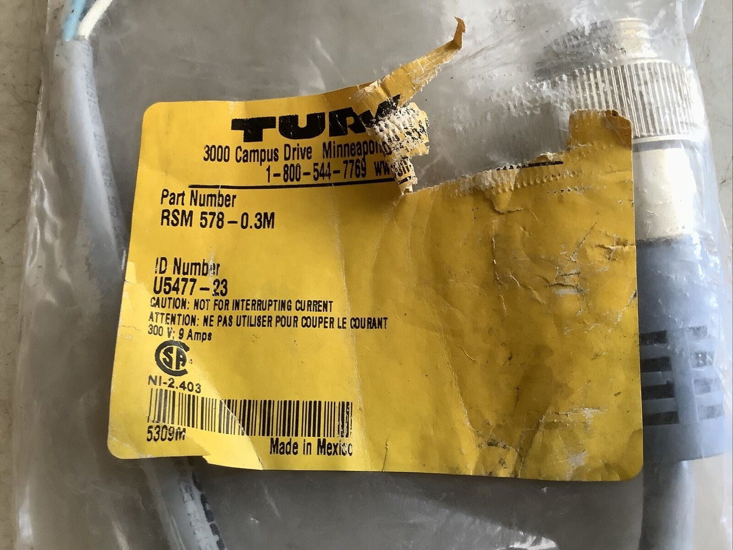 TURCK RSM 578-0.3M CABLE 0.3M 678