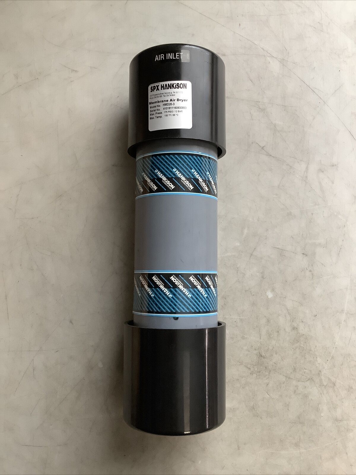 HANKISON SPXFLOW HMD20-3 MEMBRANE AIR DRYER 175 PSIG 12 BAR 150 F 66 C U3S