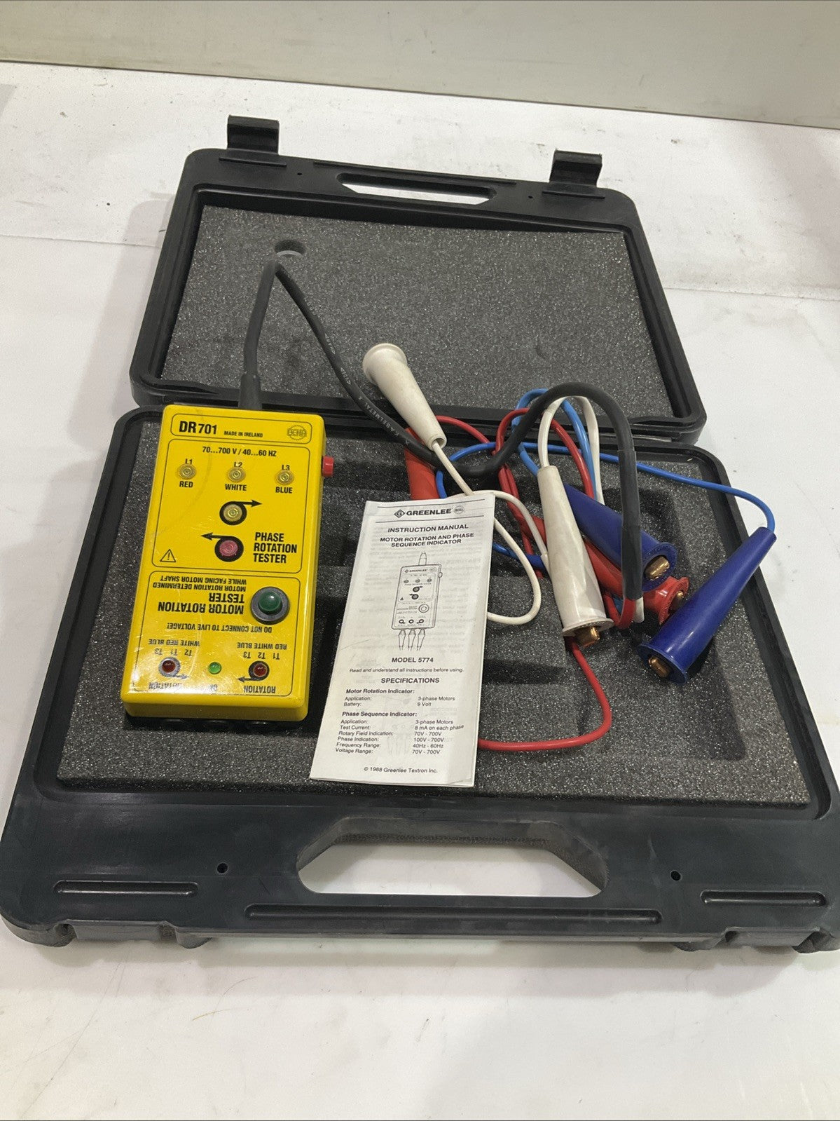 GREENLEE   DR701  PHASE  ROTATION  TESTER  AND SEQUENCE  INDICATOR  T2M