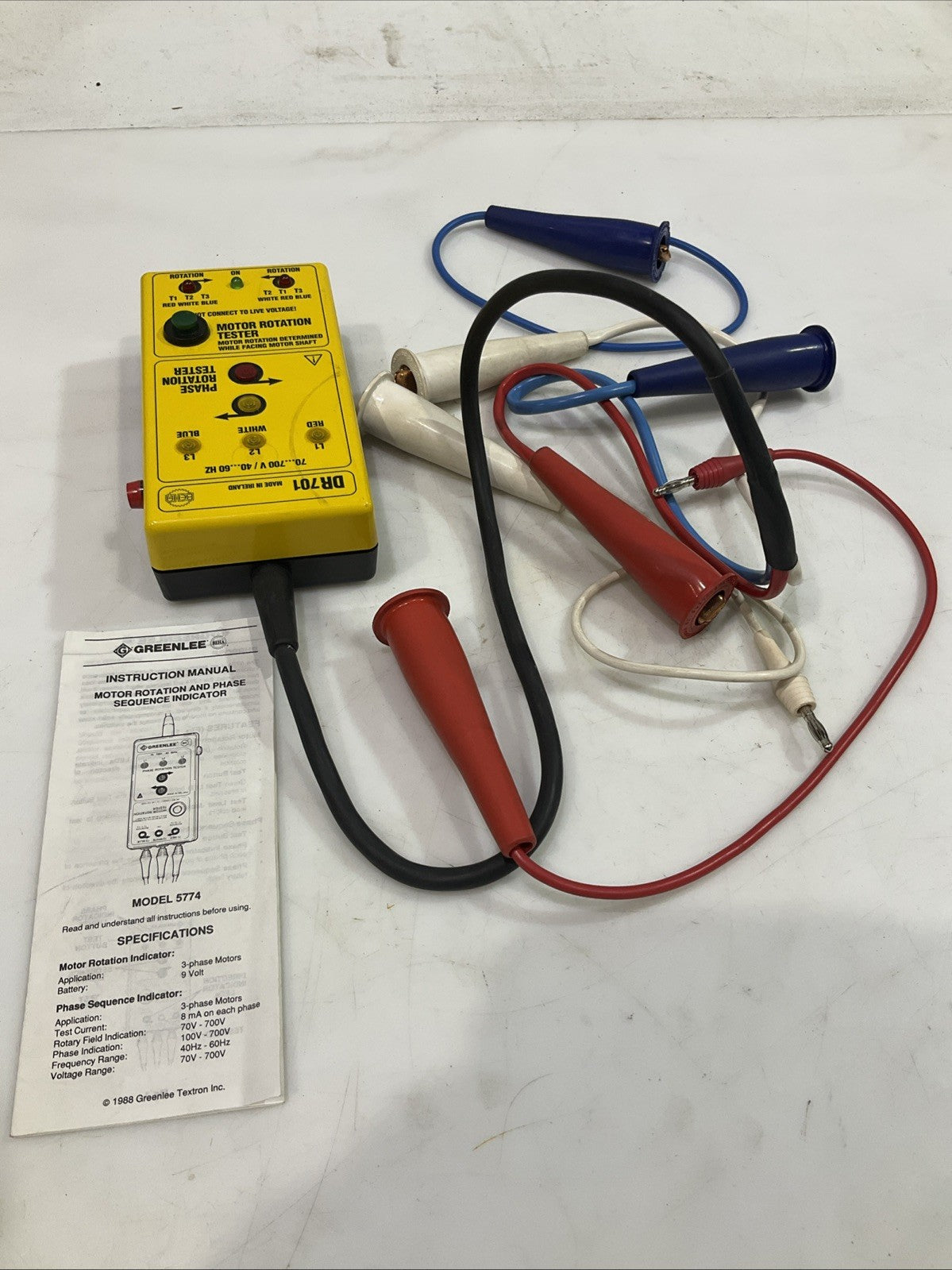 GREENLEE   DR701  PHASE  ROTATION  TESTER  AND SEQUENCE  INDICATOR  T2M