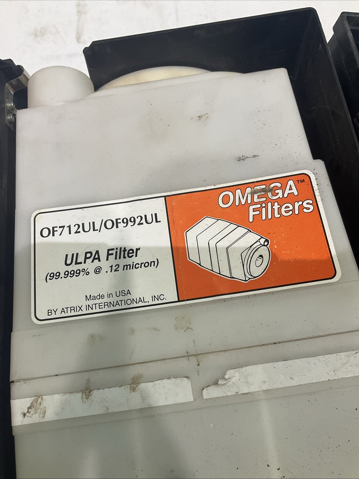 ATRIX OMEGA VAC OF712UL/OF992UL ULPA VACUUM FILTER SERIAL 5870 120V 50/60HZ T2M