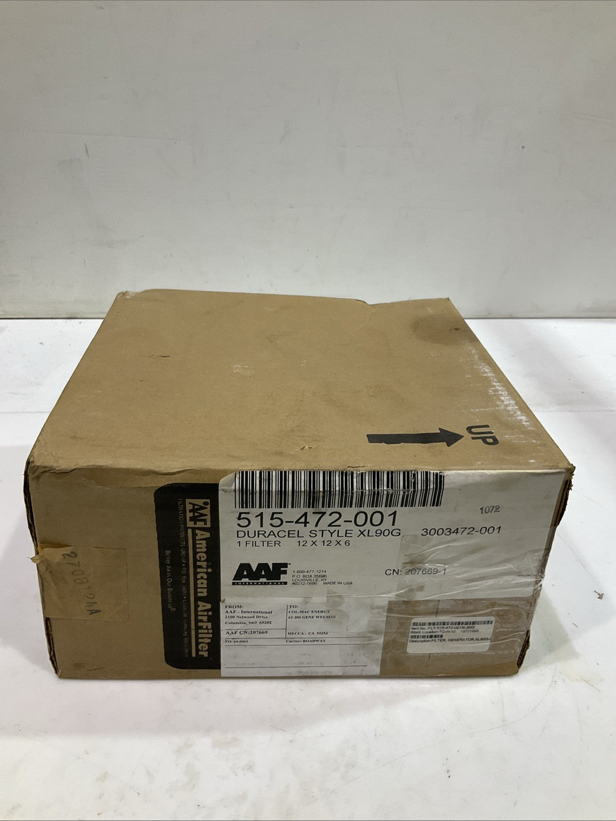 DURACEL - 515-472-001  AIR FILTER  12X12X6  STYLE  XL90G  T2M