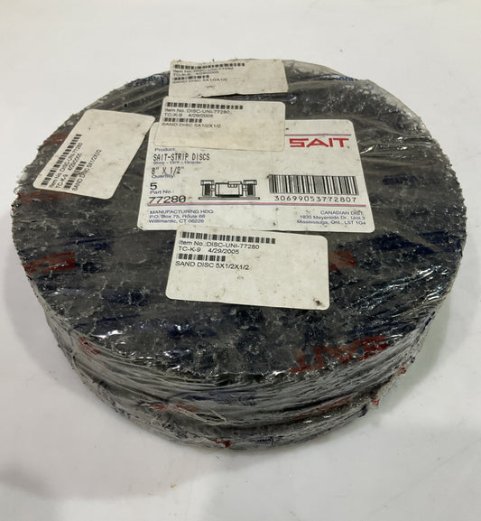 SAIT   77280  SAND -STRIP ARBOR  DISC  8X 1/2  LOT OF 5  T2M