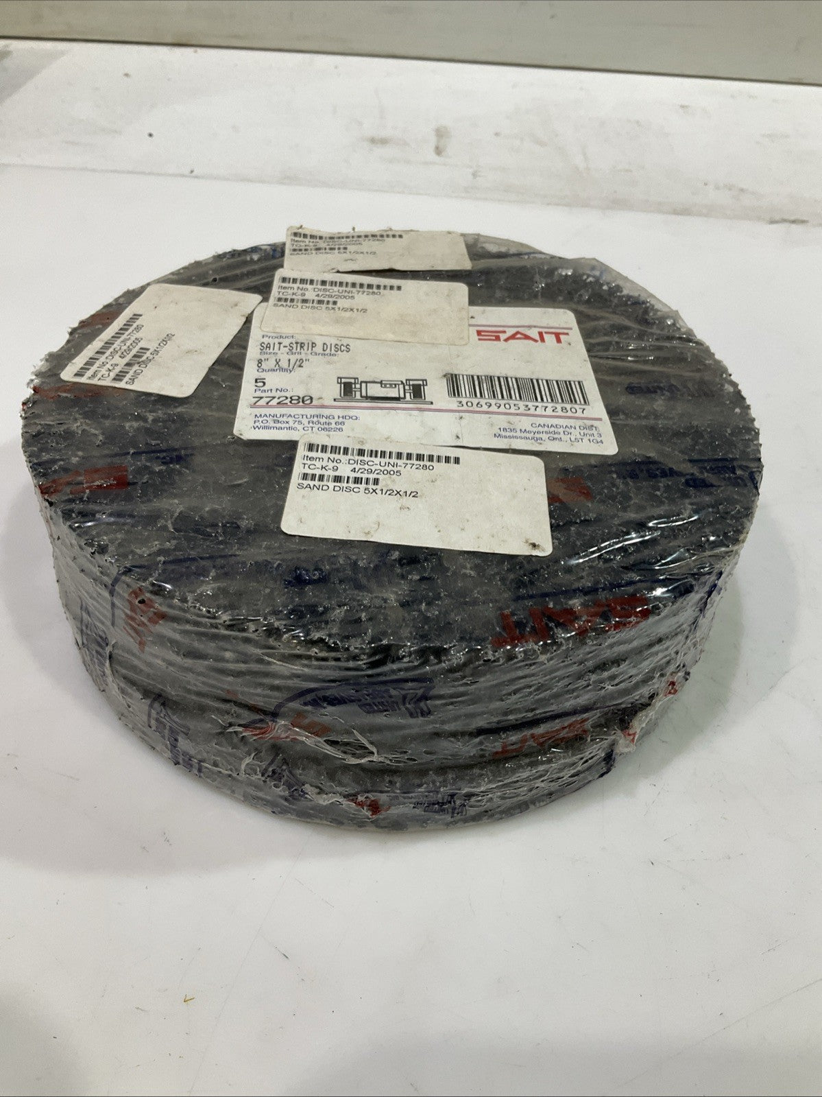 SAIT   77280  SAND -STRIP ARBOR  DISC  8X 1/2  LOT OF 5  T2M