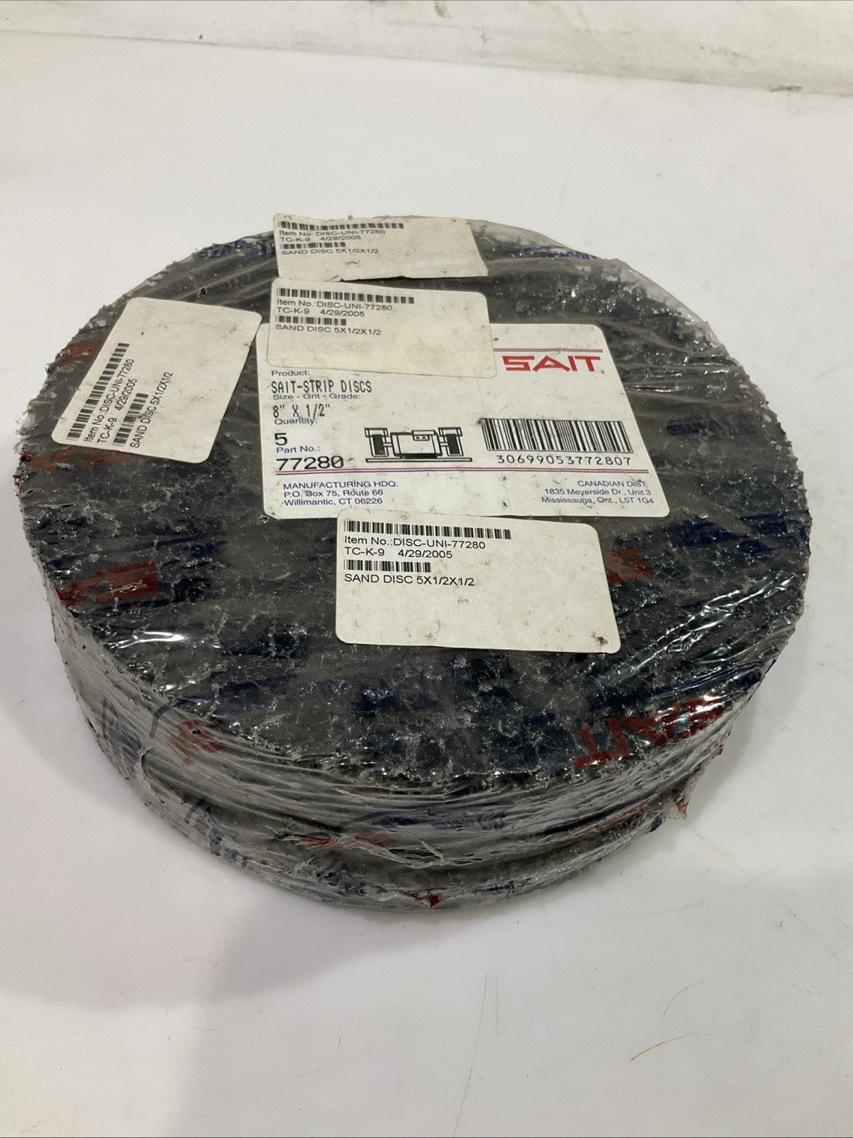 SAIT   77280  SAND -STRIP ARBOR  DISC  8X 1/2  LOT OF 5  T2M
