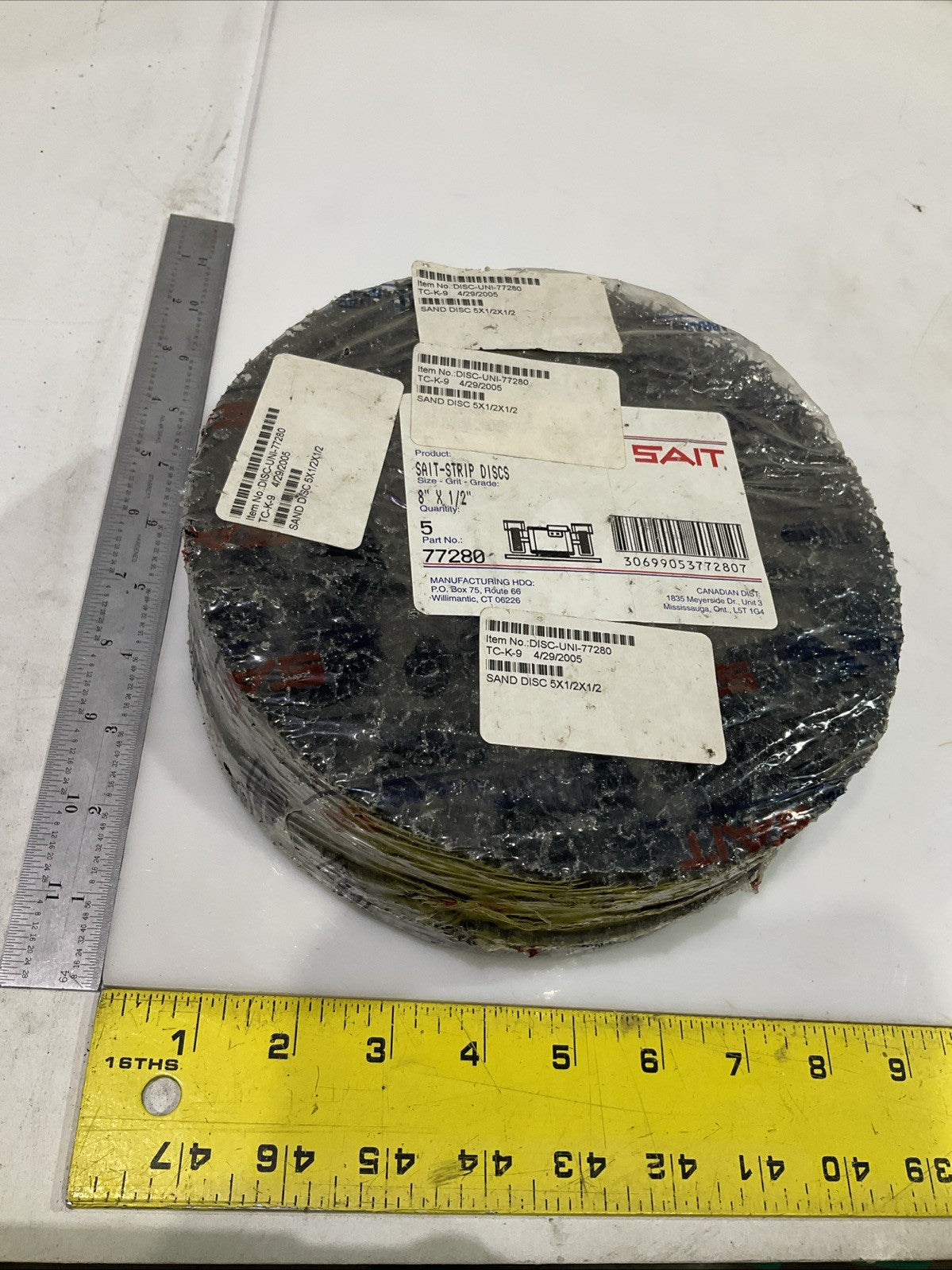 SAIT   77280  SAND -STRIP ARBOR  DISC  8X 1/2  LOT OF 5  T2M