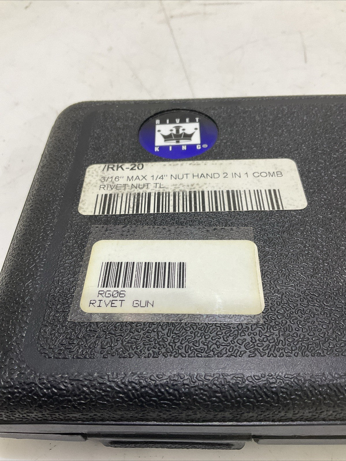 RIVET KING RK-20 RIVET GUN 3/16 IN MAX 1/4 IN NUT HAND 2 IN 1 COMB RIVET NUT T2M