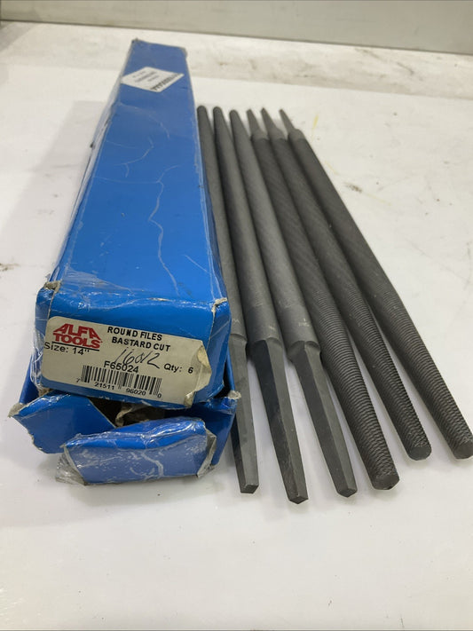 ALFA TOOLS F65024 BASTARD CUT ROUND FILE 8IN LOT 6 373