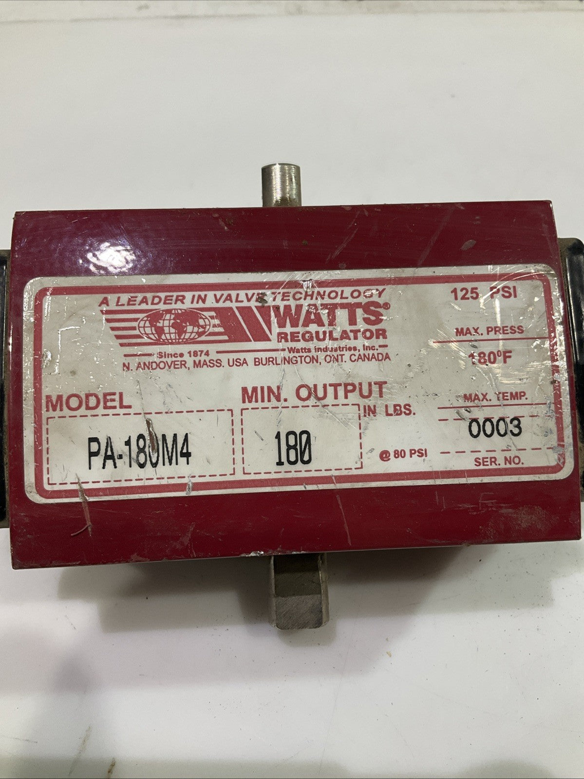 WATTS   PA-180M4  REGULATOR  125PSI   T2M