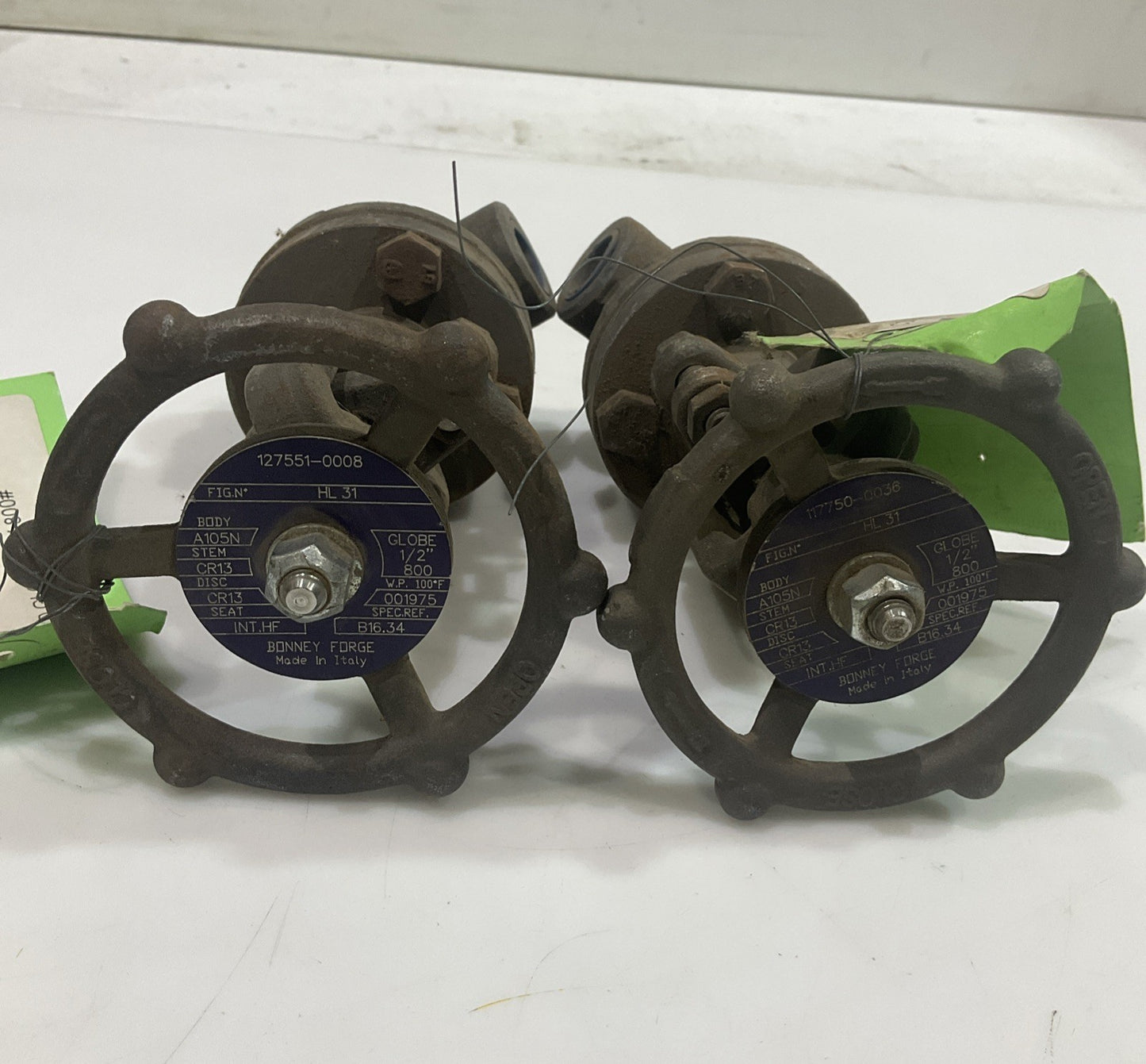 BONNEY FORGE HL31 127551-0008 1/2" THREADED GLOBE VALVE SOCKETWELD LOT OF 2 T2M