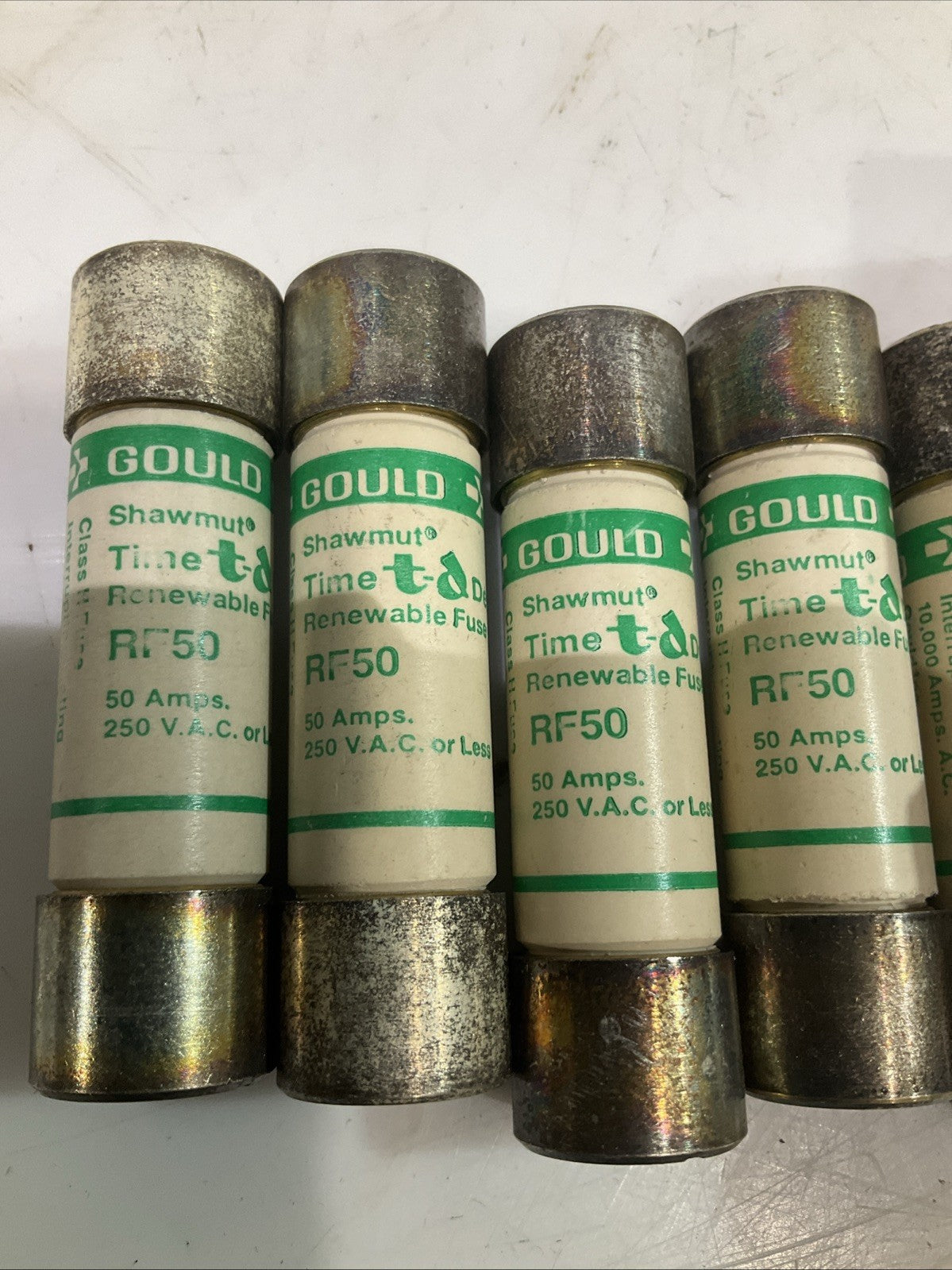 GOULD SHAWMUT  RF50  TIME DELAY RENEWABLE FUSE CLASS  H 250VAC  LOT OF 5 Y2M