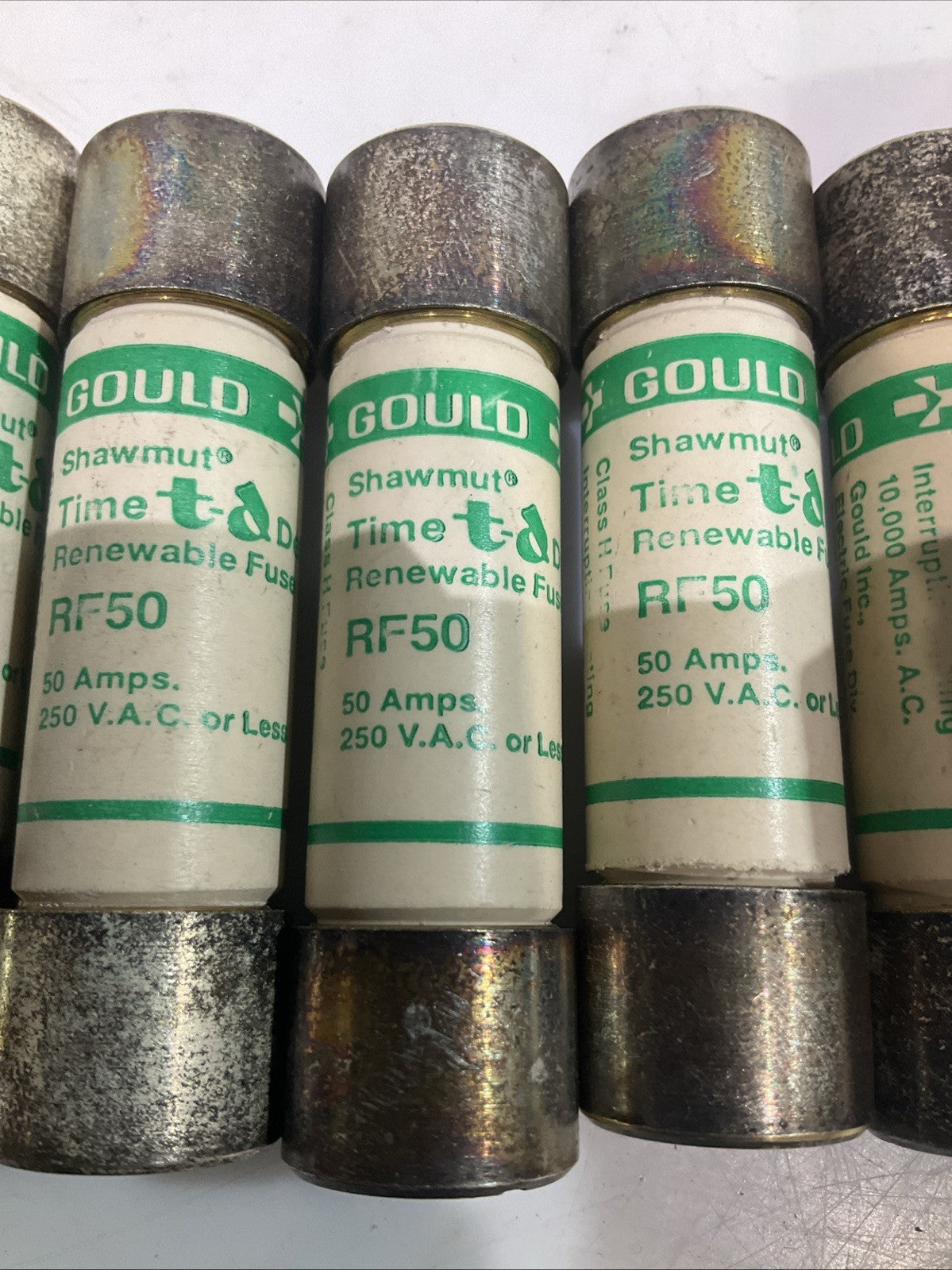 GOULD SHAWMUT  RF50  TIME DELAY RENEWABLE FUSE CLASS  H 250VAC  LOT OF 5 Y2M
