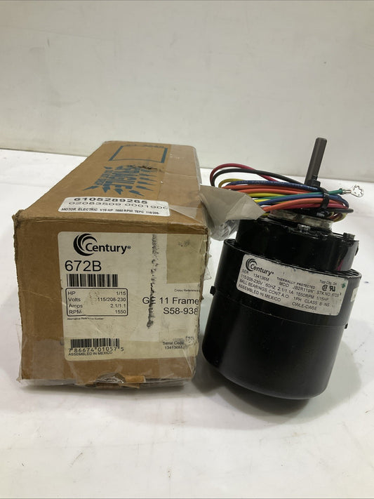 CENTURY 672B GE 11 FRAME MOTOR ELECTRIC 1/15HP S58-938 MOD JB2R119N 60HZ 373