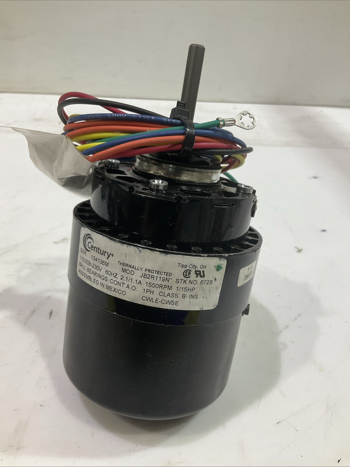 CENTURY 672B GE 11 FRAME MOTOR ELECTRIC 1/15HP S58-938 MOD JB2R119N 60HZ 373