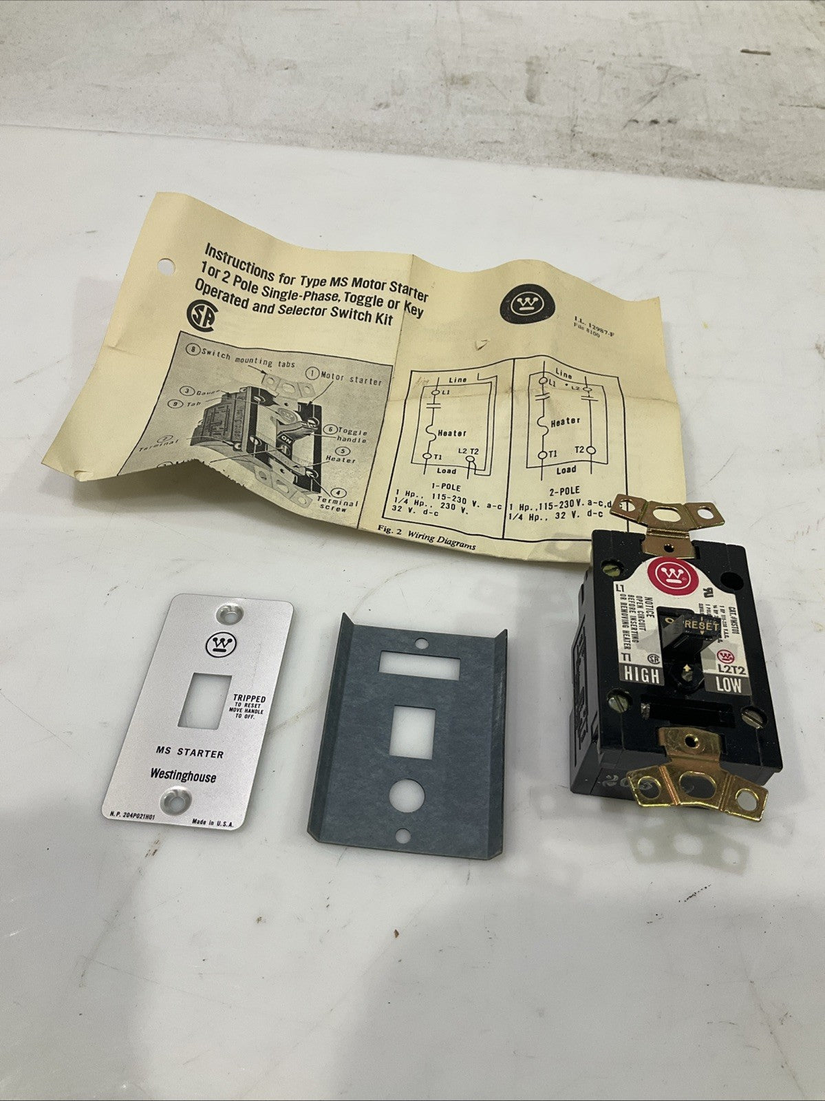 WESTINGHOUSE MST01 MANUAL STARTER SWITCH TOGGLE 1 POLE 373