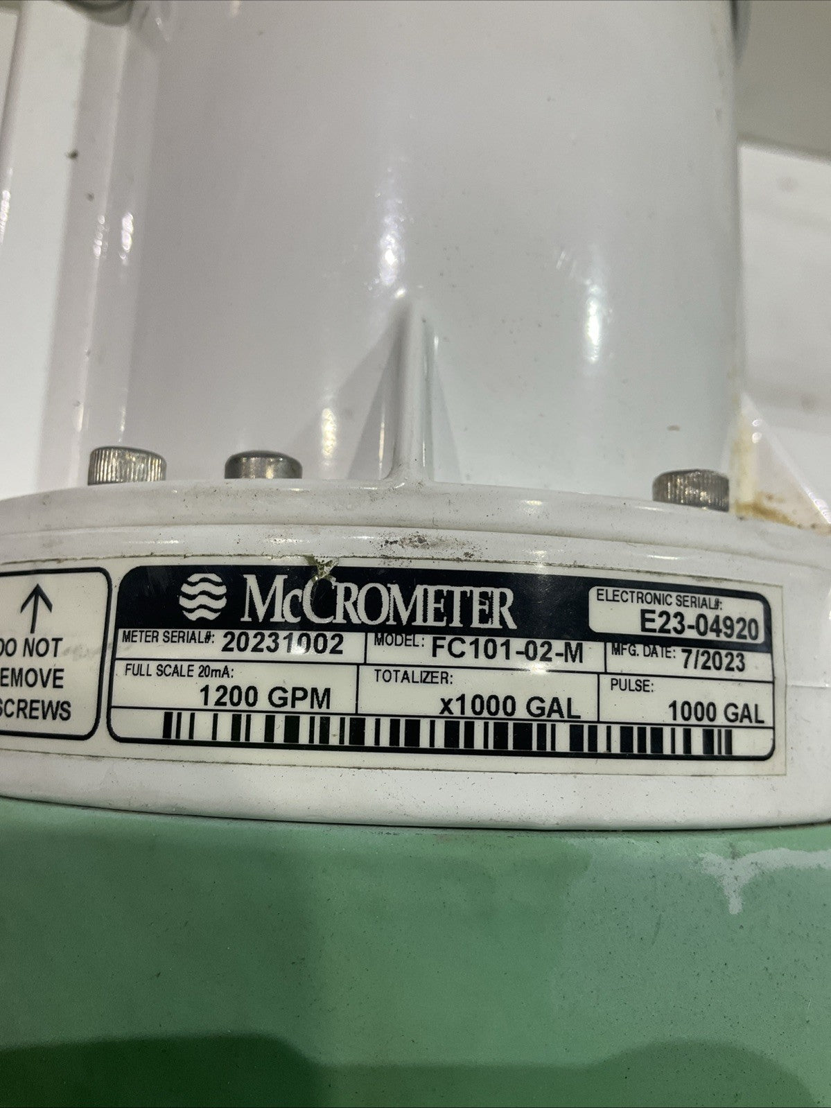 MCCROMETER FLOWCOM FC101-02-M  E23-04920 PROPELLER  FLOW METER  K2M