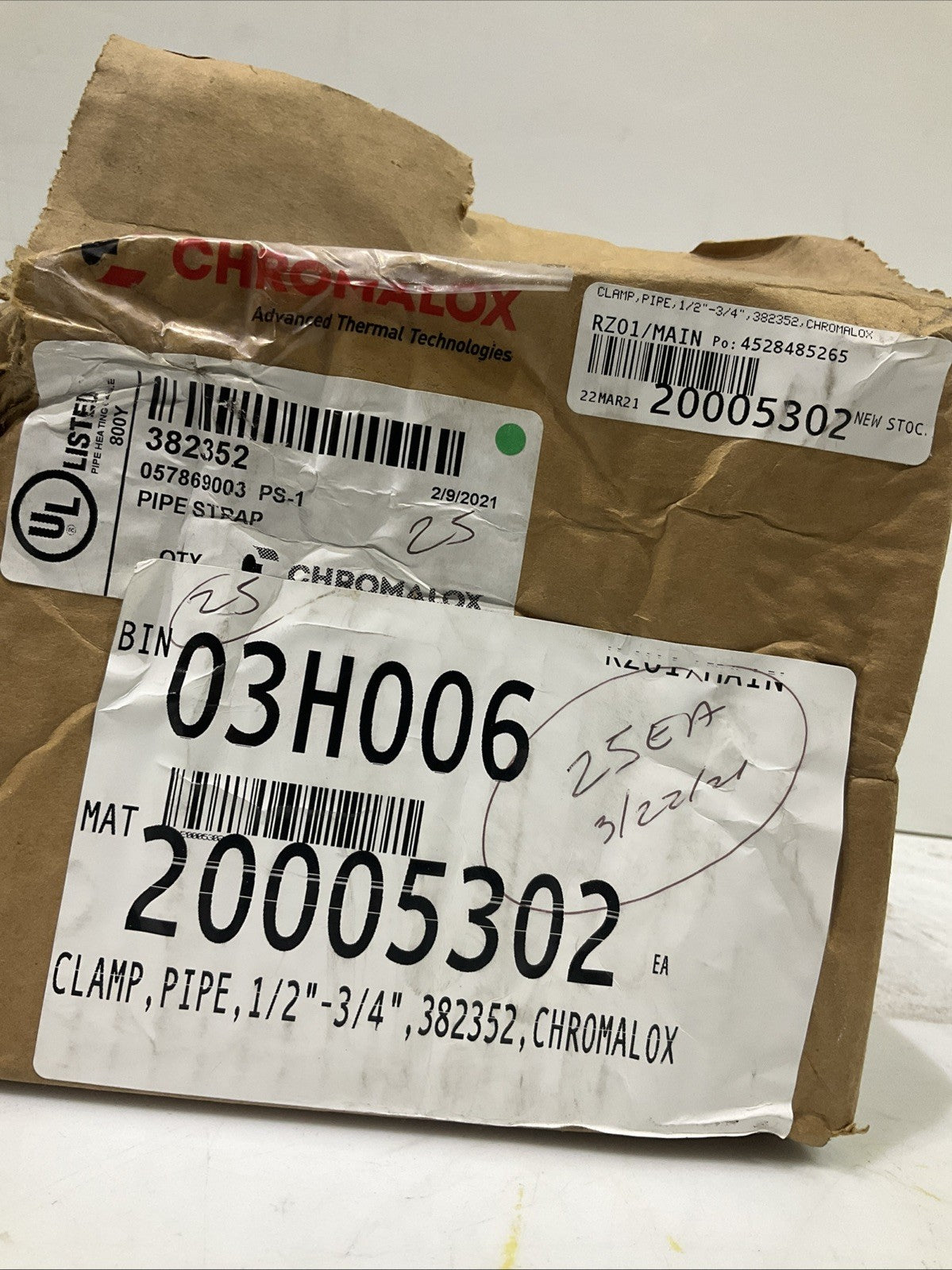 CHROMALOX  800Y 382352 057869003 PS-1 PIPE CLAMP STRAP  LOT OF 30  678