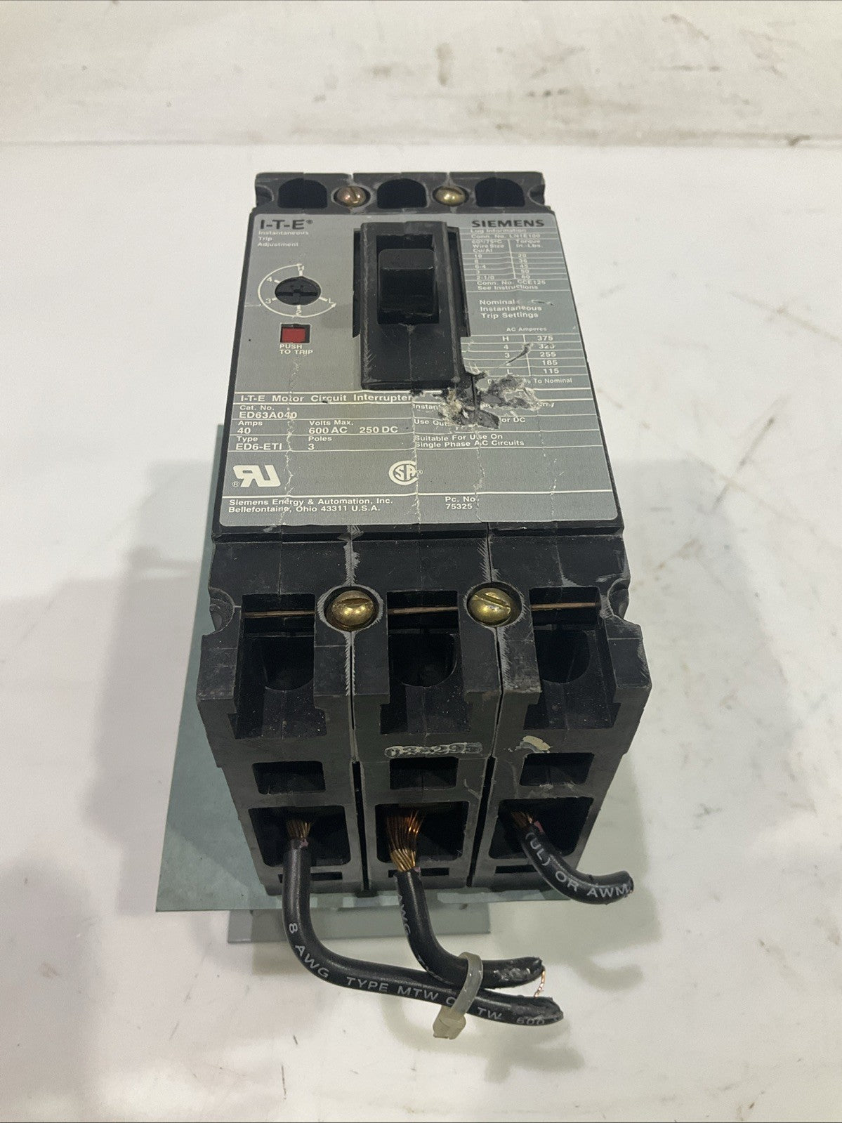 SIEMENS I.T.E   ED63A040 MOTOR CIRCUIT BREAKER  INTERRUPTER   F2M