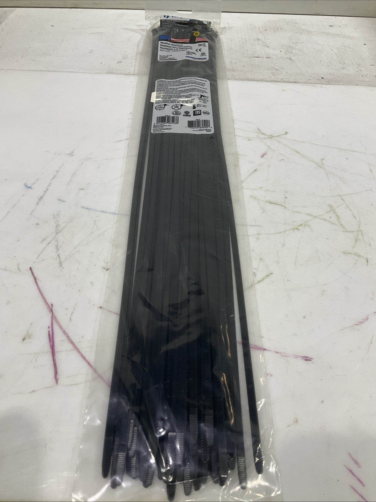 THOMAS&BETTS  TY529MX TY-RAP WATER RESISTANT CABLE ZIP TIE 30.0X0.27 QTY 500 A9T
