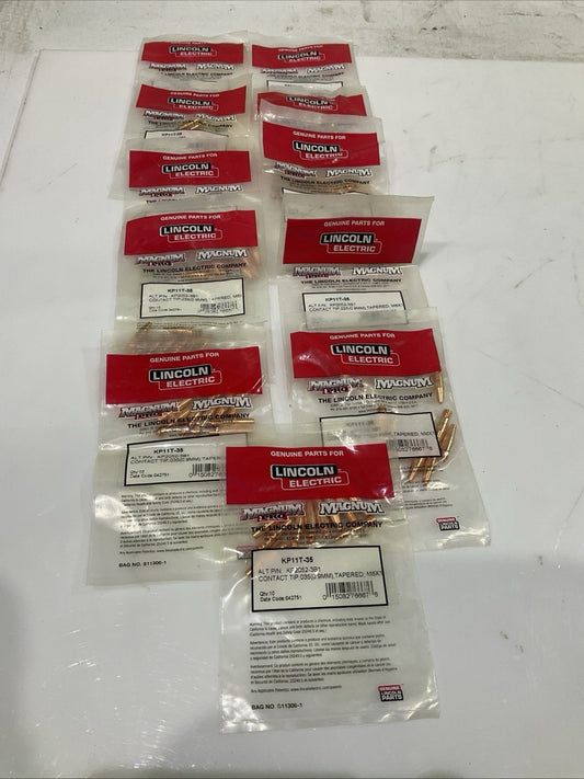 LINCOLN ELECTRIC  KP11T-35  TAPERED  CONTACT  TIP MAGNUM 035 LOT OF  11  A9T