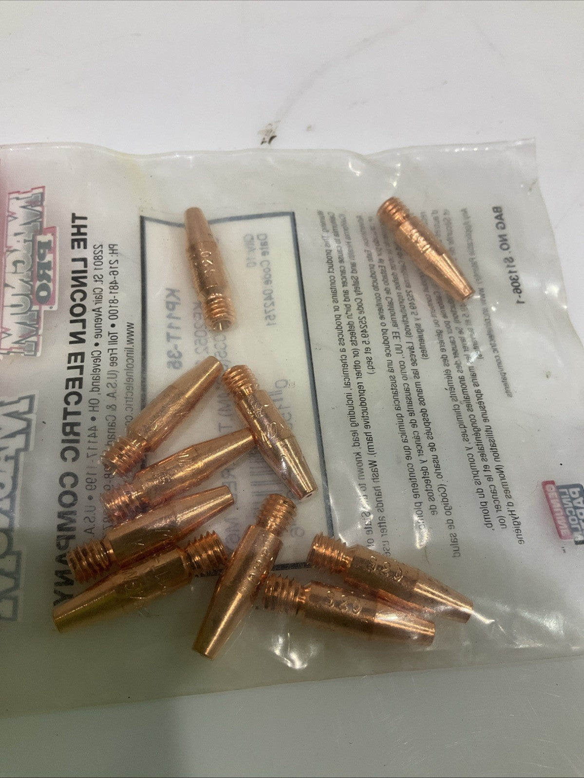 LINCOLN ELECTRIC  KP11T-35  TAPERED  CONTACT  TIP MAGNUM 035 LOT OF  11  A9T